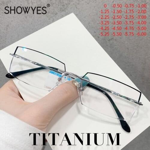 2021 New Business Men Titanium Eyeglasses Bluelight Blocking Frameless Myopia Glasses Prescription Diamond Cutting Eyewear