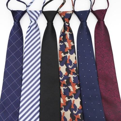 Mens Business Lazy Tie Formal Striped Dot Jacquard Wedding Necktie 8CM Classic Corbata Neckwear Gravata Easy To Pull Rope Ties