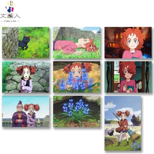 DIY colorings pictures by numbers with colors Mary and The Witchs Flower picture drawing painting by numbers framed Home