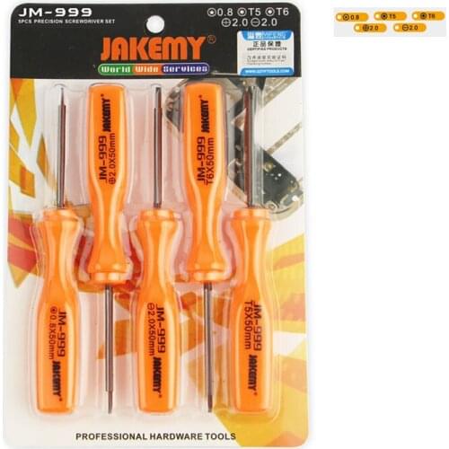 JAKEMY JM-999 5 in 1 Precision Screwdriver Set CR-V Bars and Anti-corrosion Handle for Repair Work