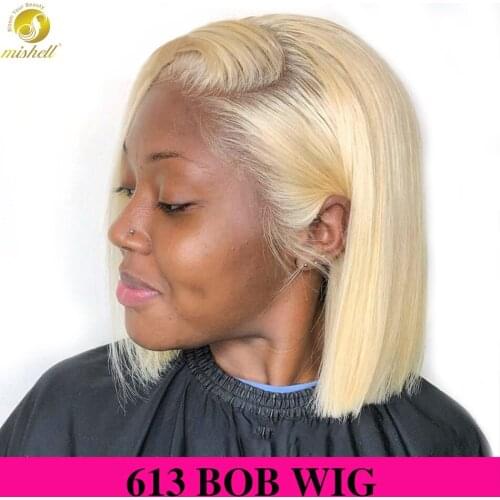 613 Blonde Transparent 13x4 Ombre Color Lace Front Human Hair Wigs Straight Brazilian Short Bob Frontal Closure Wig Black Woman