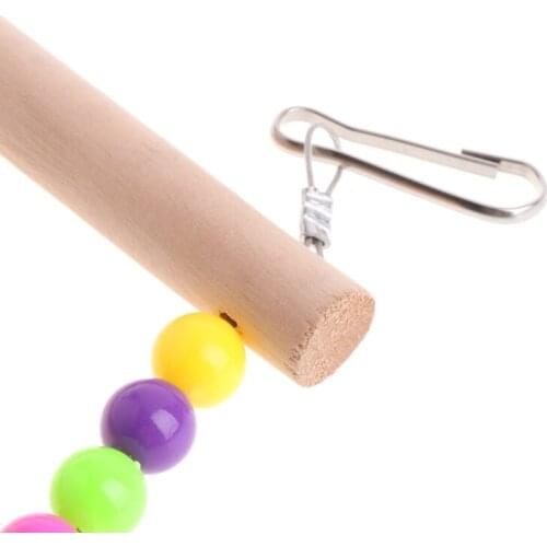 Birds Pets Parrots Ladders Climbing Toy Hanging Colorful Balls With Natural Wood