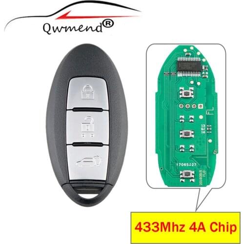 QWMEND 3Button For Nissan Pulsar Qashqai X-trail 2014 2015 2016 2017 Remote Car Key Fob 4A Chip 433.92MHz