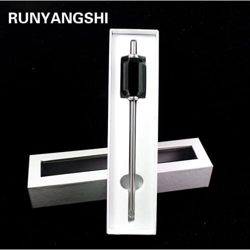 Runyangshi 1pc 2019 New Eco-friendly Collapsible black quartz drink straw obsidian Reusable Stainless Steel Straw With Brush