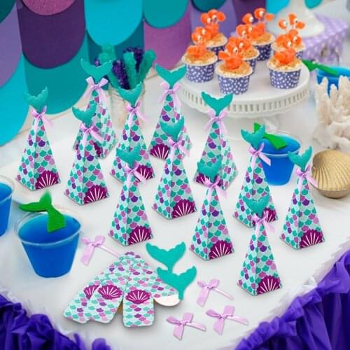 The Little Mermaid Party Candy Box Tableware Mermaid 1st Birthday Party Decoration Kids Baby Shower Wedding Party Supply