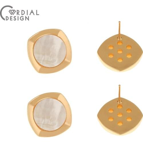 Cordial Design 20Pcs 16*18MM Earrings Stud/Natural Shell Effect/Hand Made/Genuine Gold Plating/DIY/Jewelry Findings & Components