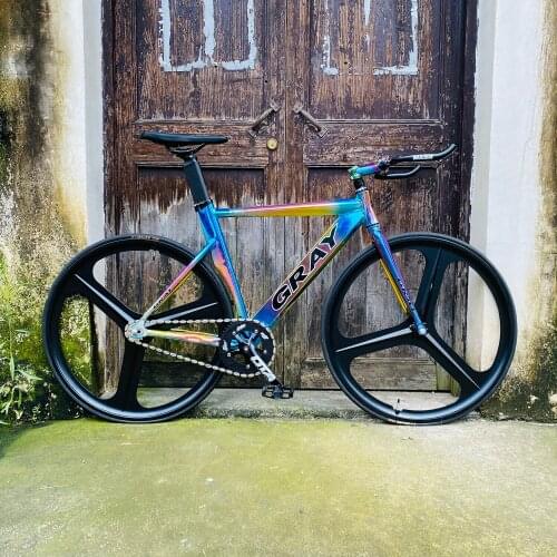 Gray Track Bike Fixie Bike 52cm Aluminum Alloy Frame 3 spokes Magnesium Alloy Wheel Bicycle 700C Fixed Gear Bike