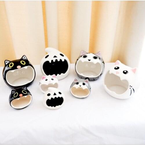 Cute Hamsters Ceramic Nest Hamsters Cave Pet House Cat Head Shape Hideout Cag Suitable Bath House for Small Animal Pet