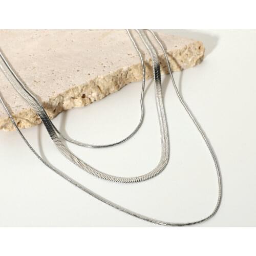 Three-layer Snake Chain Necklace Waterpoof Jewelry Punk Stacking Stainless Steel Chunky Necklace