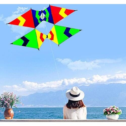 Outdoor Fun Sports For Kids Adults Power Box 3D Three-Dimensional Satellite Double Rhombus Kites 49" X 33“ With Handle Ropes