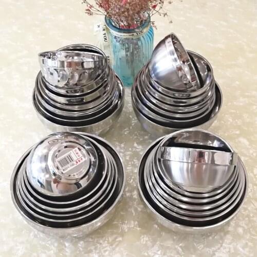 Thickening Breaking-Proof Easy To Wash Double Layer Stainless Steel Rice Bowl Heat Insulation And Anti Scald Bowl for children