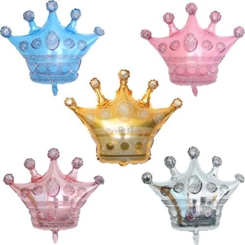12 Pieces Mini Size Gold Crown Aluminum Film Balloon For Baby Girl Boy Baptism Decor Wedding Birthday Ceremony Party Favor