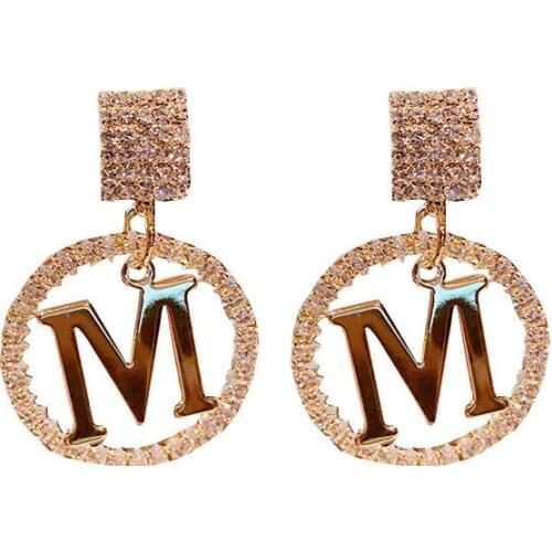 POTCET Korea 2021 Fashion Trend Womens Gold Letter M Pendant Earrings Retro Simple Earrings 2021 Trend Jewelry Free Shipping