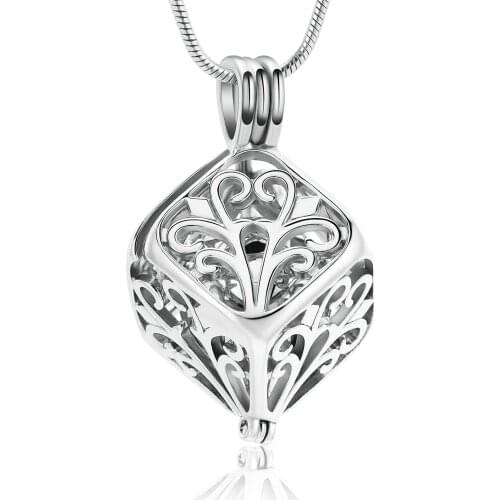 Cremation Jewelry Urn Pendant Necklaces for Ashes Hollow Square Solid with Mini Urns Keepsake Memorial Jewelry for Ashes