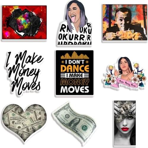 Money Character Pattern Printed Planar Resin Flatback DIY Craft For Home Decoration Accessories Bow Center Earring 10pcs