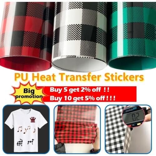 25CM*100CM Plaid Pattern PU Heat Transfer Film Vinyl Iron On Vinyl Heat Press Machine Cutting Plotter T-Shirt Christmas DIY