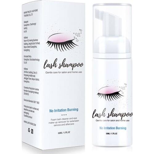 50ml Eyelash Extensions Brush Shampoo Kit Eyelash Extension Glue Eye Lash Cleaning Foam Pump Design No Stimulation Makeup Clean