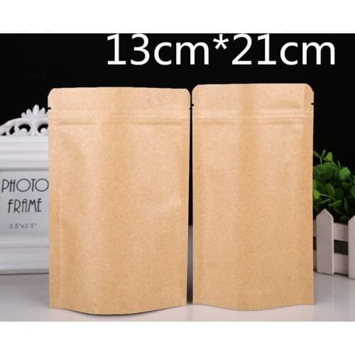 50Pcs 5.1''x8.3'' (13*21cm) Stand Up Zipper Lock Kraft Paper Aluminum Foil Bag Coffee Food Storage Packing Ziplock Doypack Pouch
