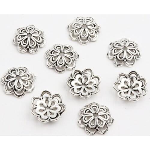 50pcs Antique Copper Silver Bronze Gold Flower Torus Shape Alloy Spacer Beads Cap For Jewelry Findings Charms Necklace Bracelets