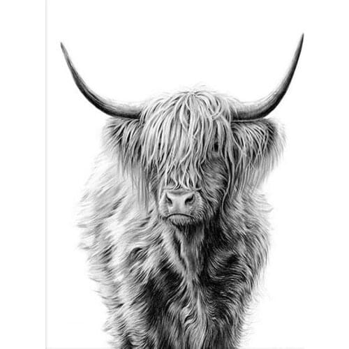 5d DIY Diamond Embroide Black White Highland Cow Full square Diamond Painting Cross Stitch animal,Diamond Mosaic,Nordic pictures