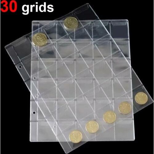 10PCS album for coins albums page 20/30/42 pocket coins collection PVC transparent inside pages 250 x 200 mm coins loose leaf