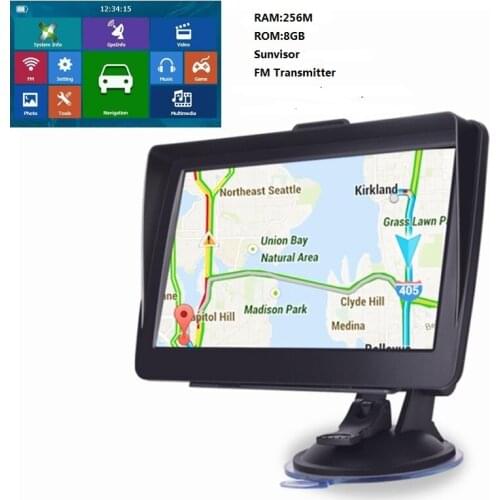 7 " Inch GPS Navigation for Car Truck Sat Navigator With Sunvisor 256 8GB FM Transmitter Free Maps