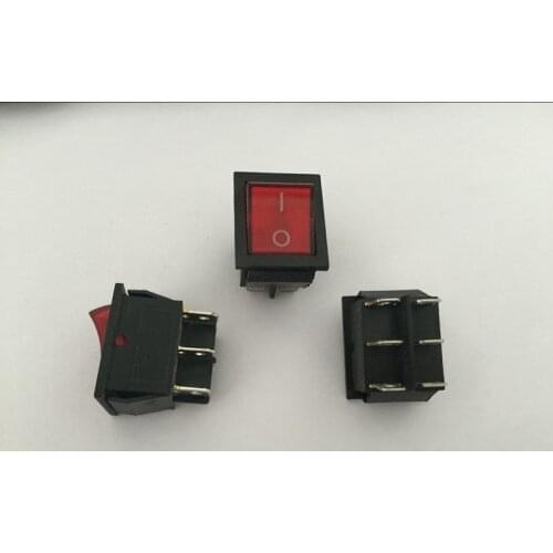 100pcs DPDT Red Indicator Light 6 Pin Rocker Switch 20A 125V