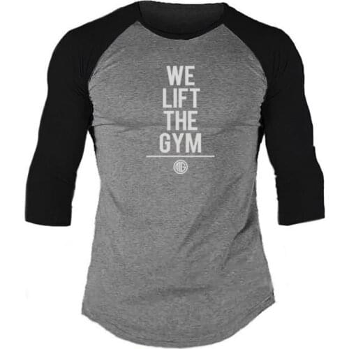 New fashion spring seven quarter sleeve t shirt men brand clothing cotton sportswear male t-shirt letters print slim tshirt men