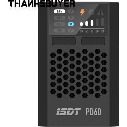 ISDT PD60 60W Lipo Battery Balance Charger Type-C Input For Lipo LiHV LiFe NIMH/Cd Battery For RC Car Racing UAV Drone