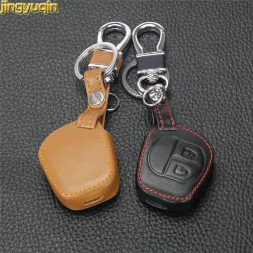 Jingyuqin Leather key Cover Case For Suzuki Swift/SX4 Transponder Key 2 Buttons No Logo