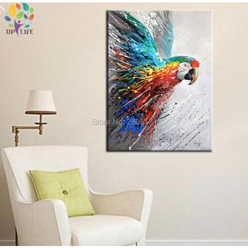 Hand painted canvas picture Flying birds wall canvas art parrot oil painting modern home decorative artwork