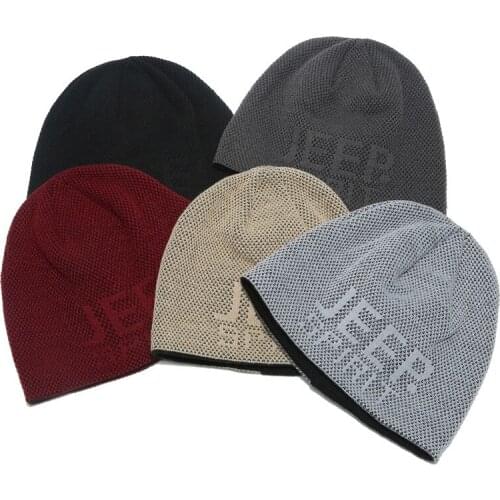 New Brand Autumn Winter Hedging Cap Men Fleece Liner Warm Windbreaker Bonnet Hat Print Letter Plaid Casual Knitted Caps For Men