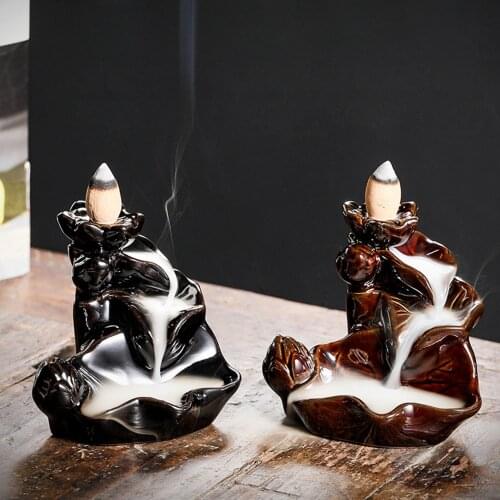 Ceramic Back Flow Incense Burner Mini Waterfall Incense Holder Mountain Stream Ornaments Glazed Porcelain CenserHome Decoration