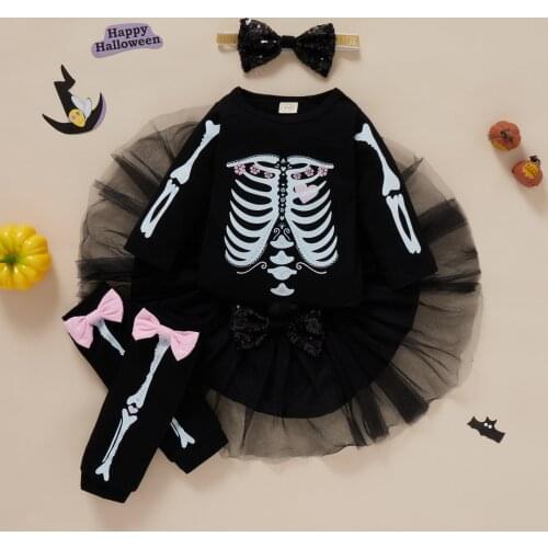 Ma&Baby 0-12M My 1st Halloween Baby Girl Clothes Set Newborn Romper Skirts Leg warmers Headband Party Outfits 2021 New