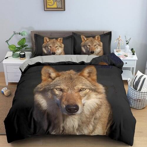 Animal Wolf Bedding Set Cool Fashion Kids 3D Print Comforter Luxury Queen King Single Duvet Cover Set Home Textile Decor Modern