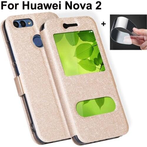 Front Window Leather Filp Case For Huawei Nova 2 5.0" phone cover For Huawei Nova2 back cases Nova 2 bumper coque Nova2 fundas