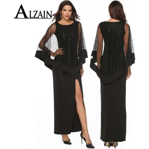 Summer Dress Women 2020 Embroidery Sequin Fake Two-Piece Slim Fit Dress Elegant Vintage O-Neck Evening Party Long Dresses Female