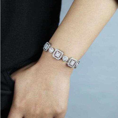 Hot sale Hip Hop Bracelet Bangle With Square Cz Paved Tennis Chain Bracelet Jewelry Wholesale Men women Wedding Jewelry