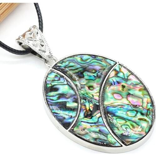 Hot sale Natural Shell Necklace Pendant Simple Round Reiki Heal Colorful Abalone Alloy Frame Women Necklace Jewelry Gift