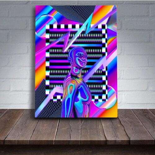 Modular Vaporwave Canvas Painting HD Prints Synthwave Poster Modern Home Decor Wall Art Abstract Pictures For Living Room Framed