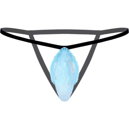 Mens Lingerie Sissy Underwear G-String Thongs Briefs Open Butt T-back Underpants Bulge Pouch See Through Sexy Male Panties