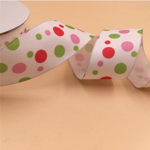 N1137 38mm X 25yards Multicolor Polka Dots Wired Edge Grosgrain Ribbon. Gift Bow,Wedding,Cake Wrap,Tree Decoration