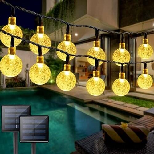 Outdoor Solar garland Garden Light 8 Modes Crystal Globe Lights Waterproof for Patio Balcony Garden Yard Porch Party decoration