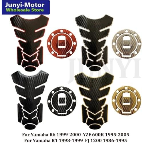 Fuel Tank Pad Gas Cap Cover Stickers For Yamaha R1 1998 1999 R6 1999 2000 YZF 600R FJ1200 Motorcycle Guard Protector Decal Grip