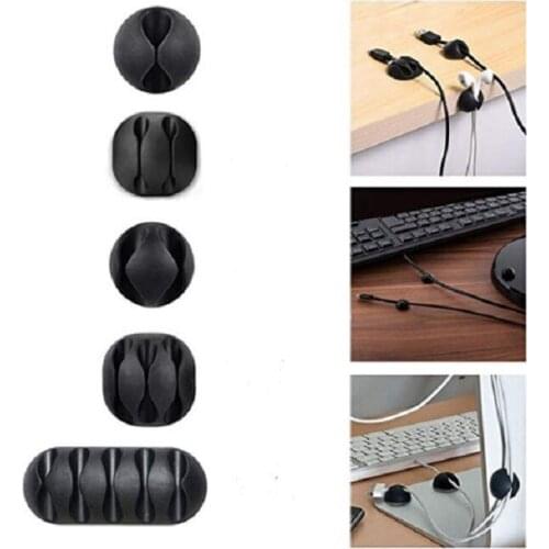 New USB Cable Organizer Wire Winder Earphone Holder Cord Clip Office Desktop Phone Cables Silicone Tie Fixer Wire Management 1PC