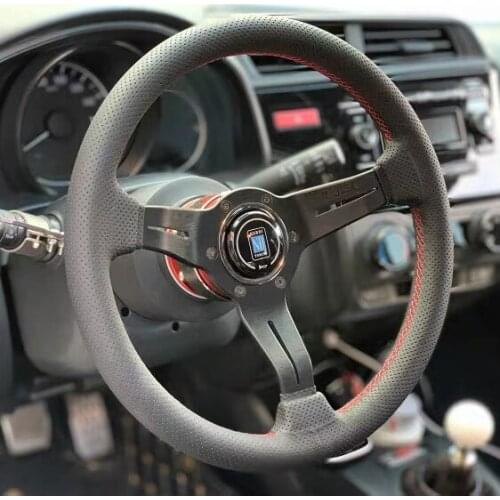 New italy ND 14inch Lightweight Black Genuine Leather Steering Wheel Drift Sport Steering Wheels