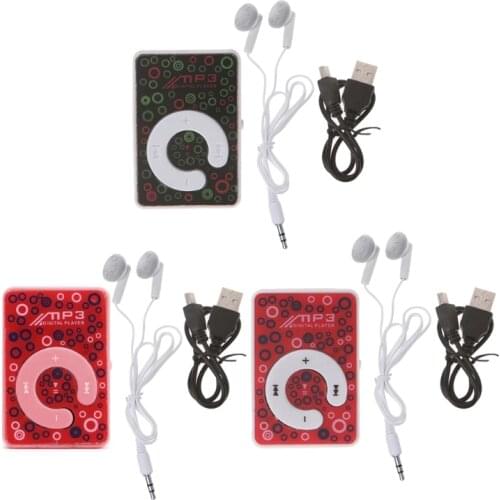 New Mini Clip Dot Circle Pattern Music MP3 Player Support TF Card + Mini USB Cable Earphone