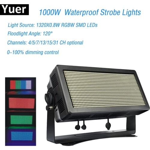 New RGBW LED Disco Strobe Lights 1000W Waterproof DJ Flashing Stage Light for KTV Party Lighting Christmas Decoration For Home