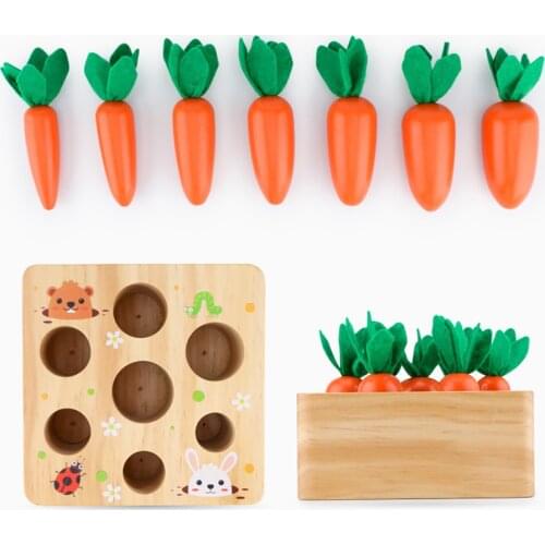 Educational Toy Wooden Toys baby Wooden Toys Baby Montessori Toy Set Pulling Carrot Shape Matching Size Cognition
