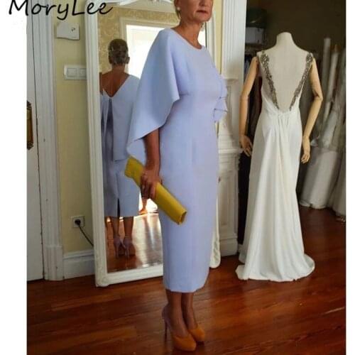 Mother Prom Dresses Scoop Spandex Satin Pleated Ankel Length Mother Party Dresses With Zipper vestidos de fiesta de noche